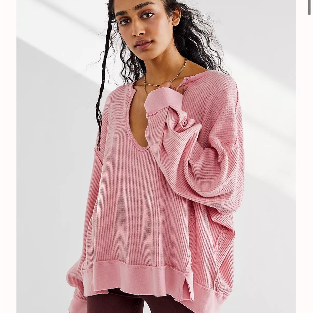 We the free Buttercup Thermal wiffle top size XS long sleeves gray color